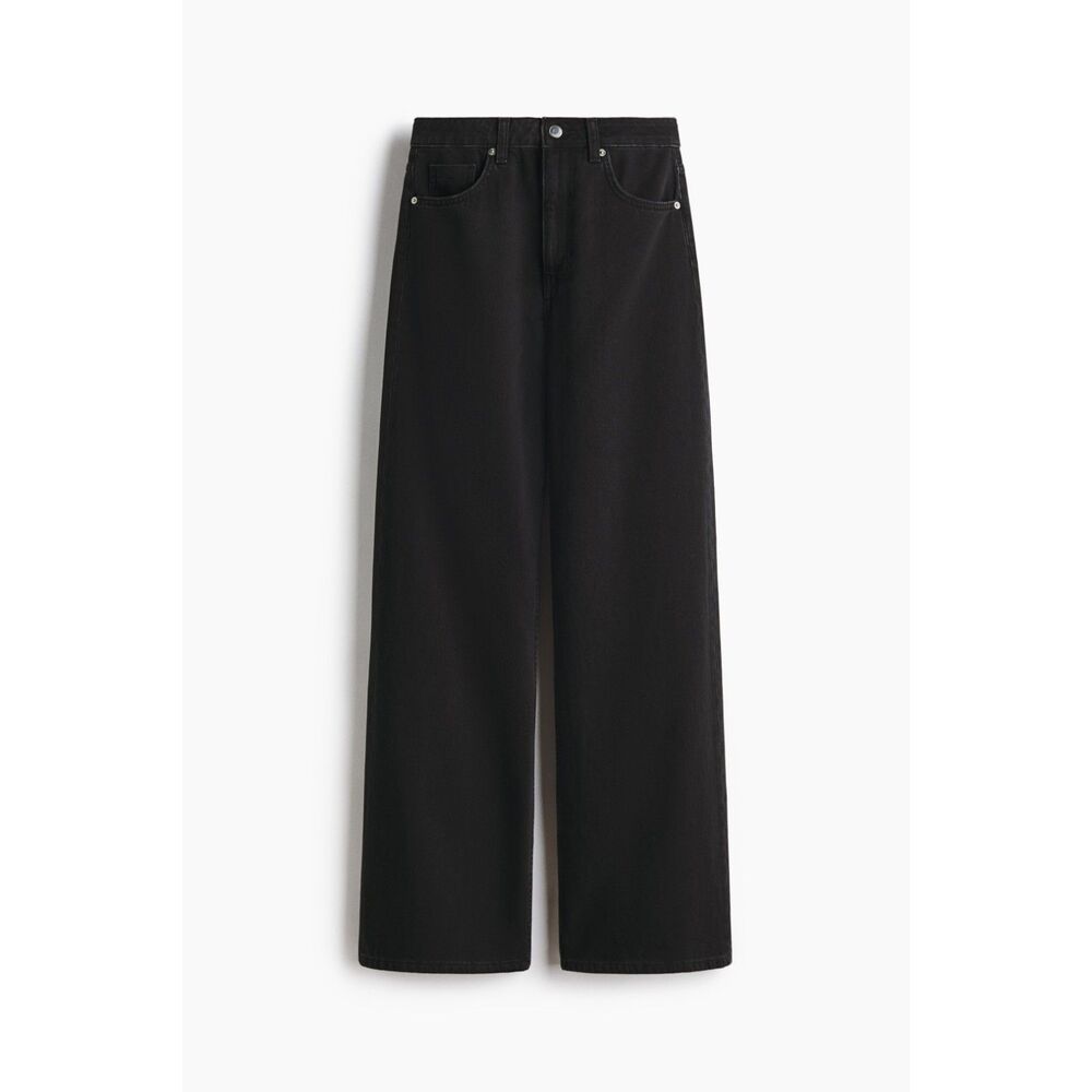 H&M Washed Black Wide Leg High Jeans Size 4